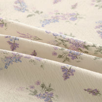 Story@home 300 TC Air Cotton Microfiber White & Purple King Size Floral Bedsheet with 2 Pillow Covers