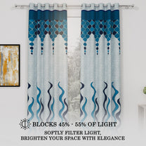 2 Pcs Sky Blue & Blue Nature Abstract Print Polyester Window,Door & Long Door Curtains