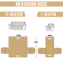 Sofa Throw Cover Combo – 2 Pcs 1 Seater and 1 Pc 3 Seater Beige Solid Pattern with Pocket by Story@Home