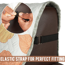 Sofa Throw Cover With Leaf Pattern In White & Grey For 1 | 2 | 3 | 4 Seater From Story@Home