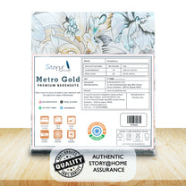 Metro Gold 190 TC Cotton Grey & Blue Double Bedsheet with Pillow Covers