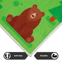 Story@Home Green Zoo Animals Design Printed Carpet With Anti-Skid Back For Kids