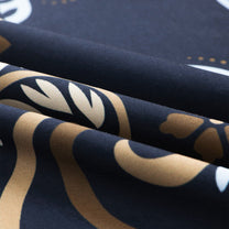 Story@home 300 TC Talespun Microfiber Dark Blue & Beige King Size Ethnic Bedsheet with 2 Pillow Covers