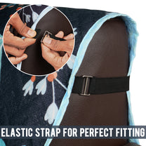 Sofa Throw Cover With Floral & Chevron Pattern In Navy Blue & Sky Blue  For 1 | 2 | 3 | 4 Seater From Story@Home