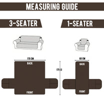 Sofa Throw Cover Combo – 2 Pcs 1 Seater and 1 Pc 3 Seater Brown Solid Pattern with Pocket by Story@Home