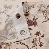 2 Pcs Cream & Purple Sheer Window / Door / Semi Long Door/ Long Door Curtains