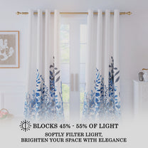 2 Pcs 300GSM Blue Bohemian Cotton Canvas Curtain Window/Door/Semi Long Door/Long Door Curtains