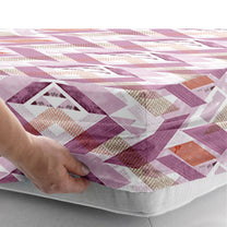 Arena 186 TC Mauve & Pink Queen Size Fitted Bedsheet With 2 Pillow Cover