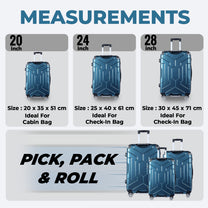Story@home Cyan Blue Small, Medium & Large Cabin Trolley Bag