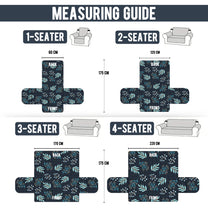 Sofa Throw Cover With Floral & Chevron Pattern In Navy Blue & Sky Blue  For 1 | 2 | 3 | 4 Seater From Story@Home