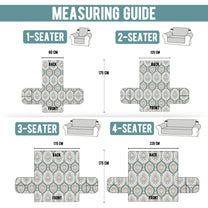 Sofa Throw Cover With Motif & Paisley Pattern In Ivory & Ocean Green For 1 | 2 | 3 | 4 Seater From Story@Home