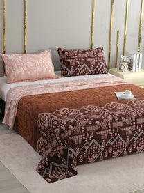 Bliss 400 TC Cotton Sateen King Bedsheet – Aztec Brown on a king bed