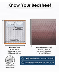 Size guide: 108 x 108 in king bedsheet and 18 x 27 in pillow covers