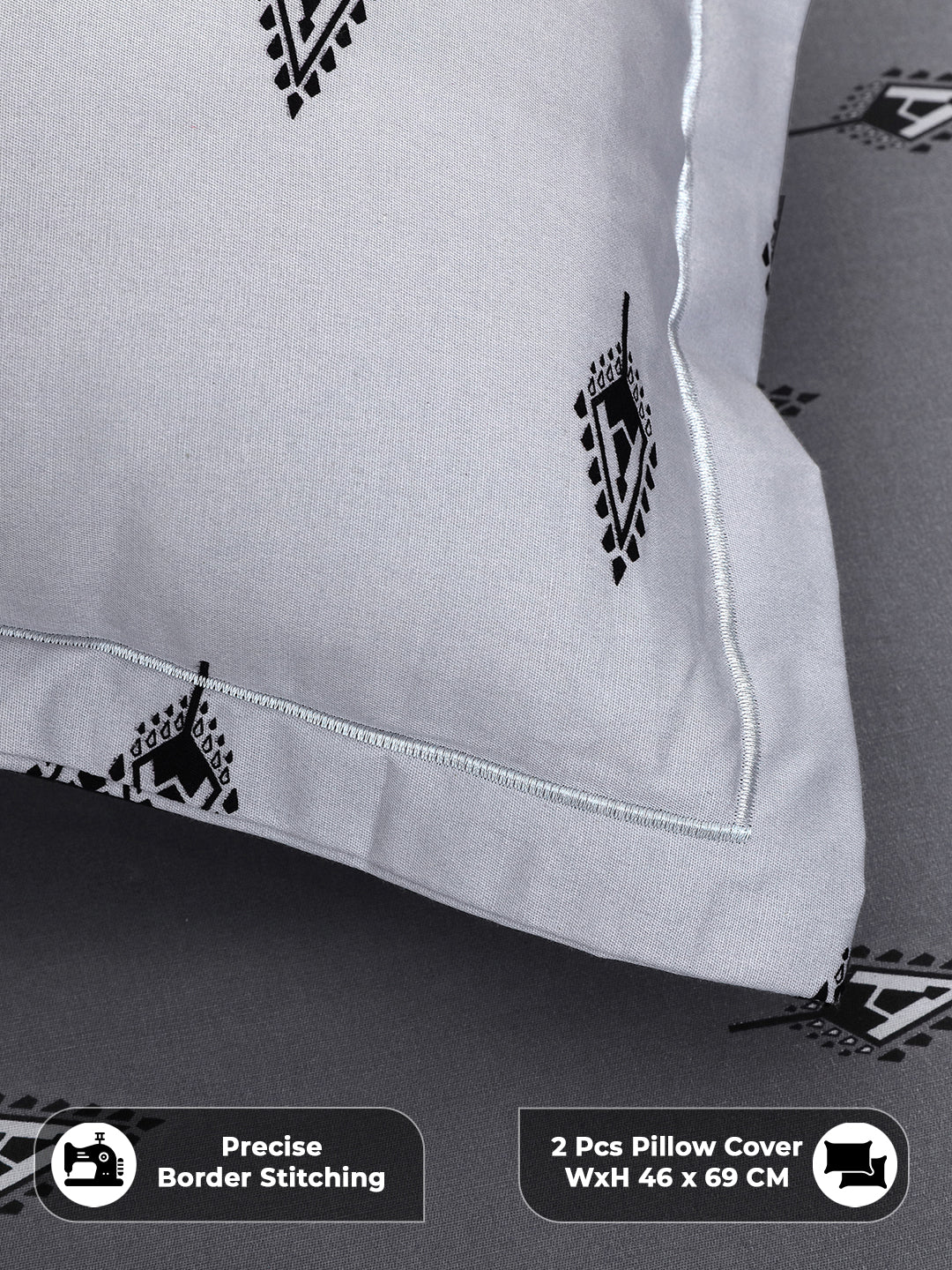 Precise border stitching on pillow covers