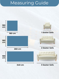 Measuring guide: 1, 2 and 3 seater sizes