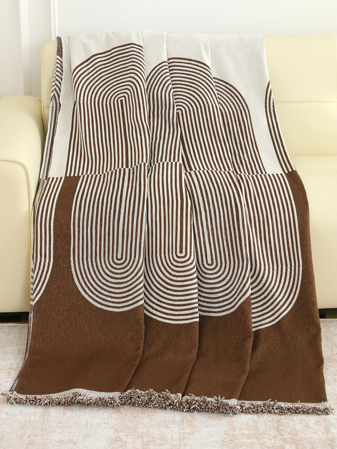 Full view of the Brown Arch Geometric throw pattern