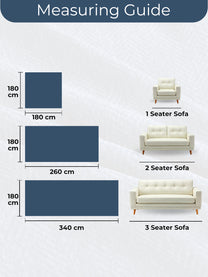 Measuring guide: 1, 2 and 3 seater sizes