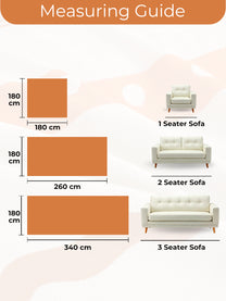Measuring guide: 1, 2 and 3 seater sizes