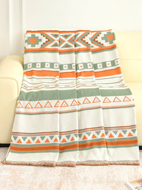 Full view of the Orange & Sage Aztec throw pattern