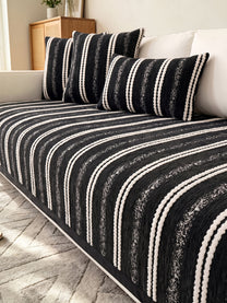 Black & White Stripe sofa seat mat close-up