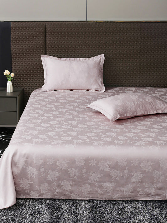 Heritage 500 TC Cotton Jacquard King Bedsheet – Dusty Rose on a king bed