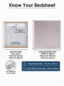 Size guide: 108 x 108 in king bedsheet and 18 x 27 in pillow covers