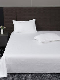 Heritage 500 TC Cotton Jacquard King Bedsheet – White Motif on a king bed