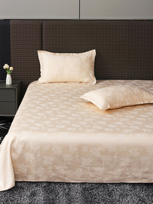Heritage 500 TC Cotton Jacquard King Bedsheet – Peach on a king bed