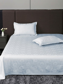 Heritage 500 TC Cotton Jacquard King Bedsheet – Sky Blue on a king bed
