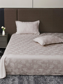 Heritage 500 TC Cotton Jacquard King Bedsheet – Taupe on a king bed