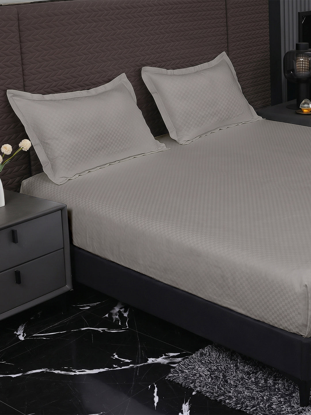 Heritage Silver Grey fitted sheet, side view
