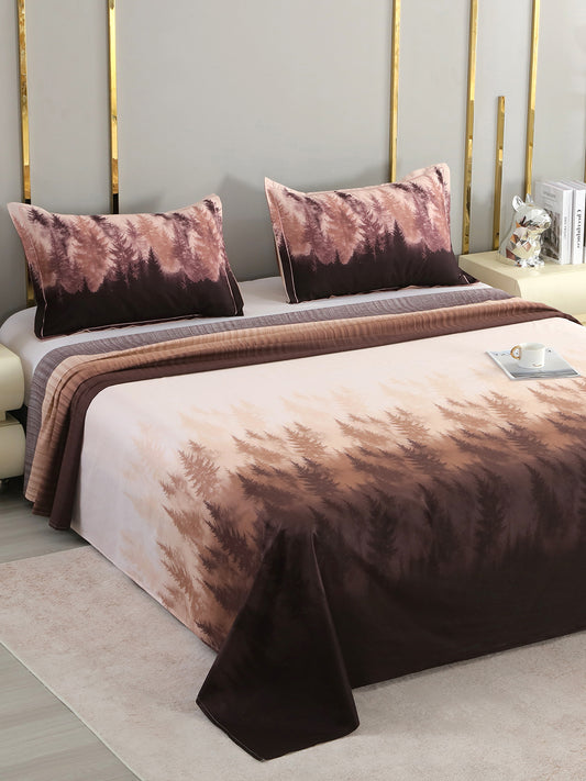 Nexus 300 TC Cotton Sateen King Bedsheet – Brown & Beige Ombre on a king bed