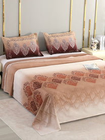 Nexus 300 TC Cotton Sateen King Bedsheet – Cocoa Dusk Ombre on a king bed