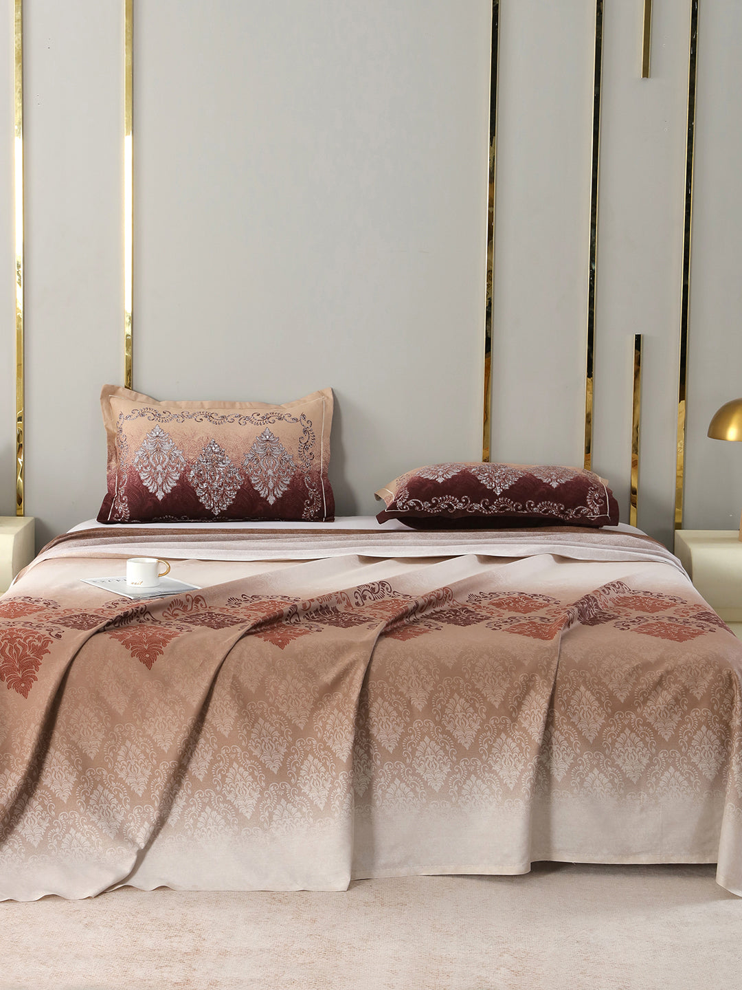 Nexus Cocoa Dusk Ombre bedsheet, front view