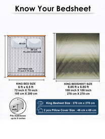 Size guide: 108 x 108 in king bedsheet and 18 x 27 in pillow covers