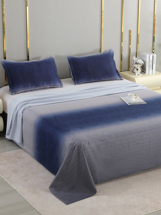 Nexus 300 TC Sateen King Bedsheet – Royal Sapphire Ombre on a king bed