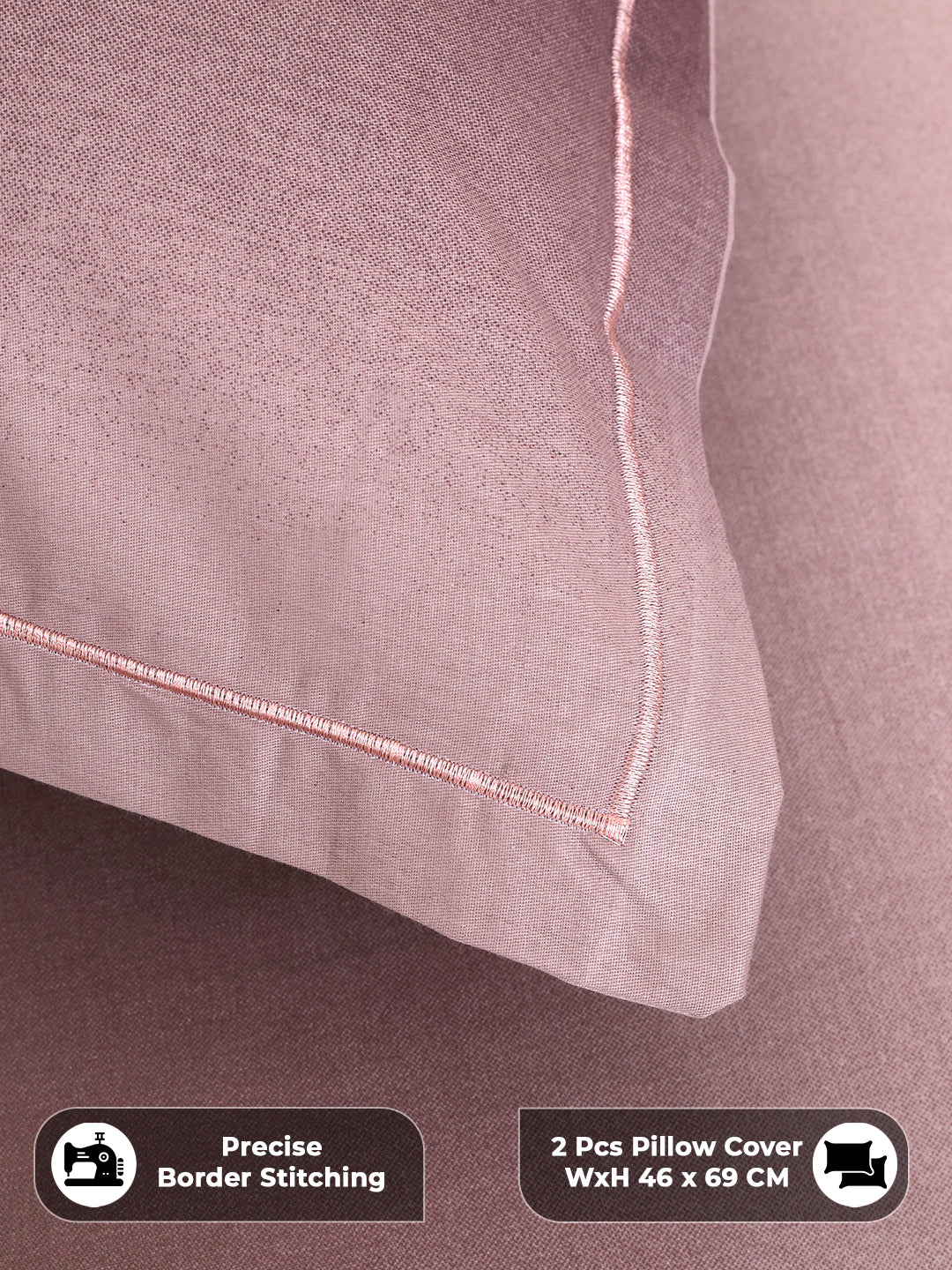 Precise border stitching on pillow covers