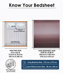 Size guide: 108 x 108 in king bedsheet and 18 x 27 in pillow covers