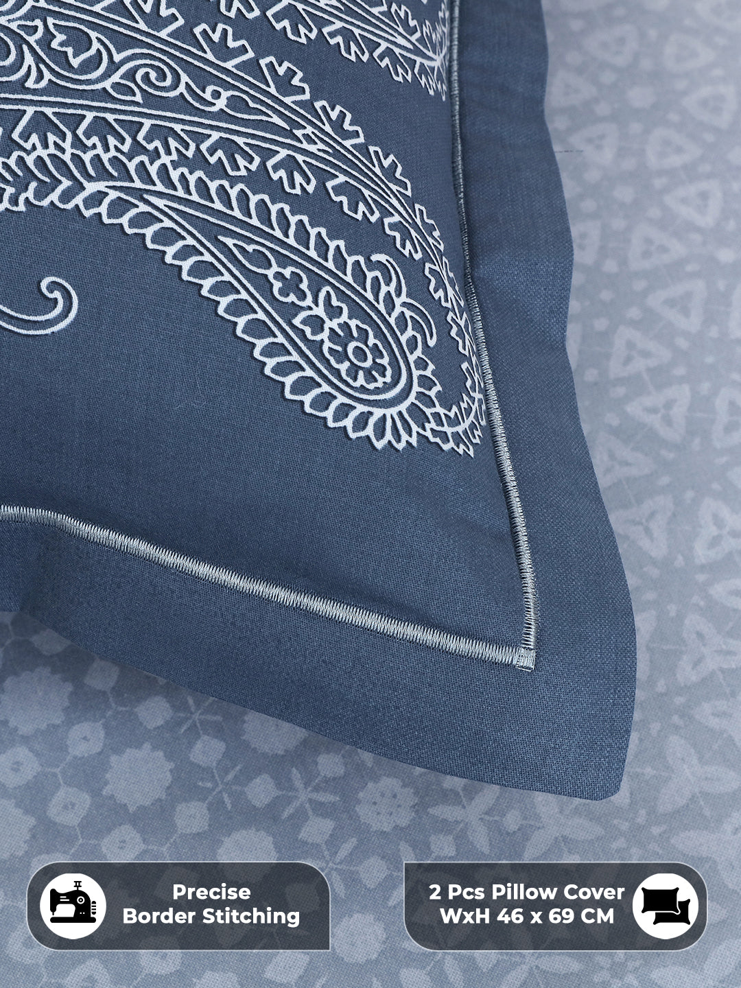 Precise border stitching on pillow covers