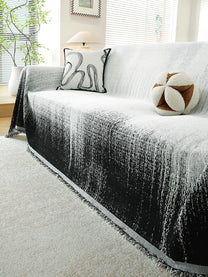 Black Ombre premium chenille sofa throw on a 3 seater sofa