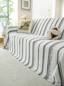 Black & White Stripe premium chenille sofa throw on a 3 seater sofa