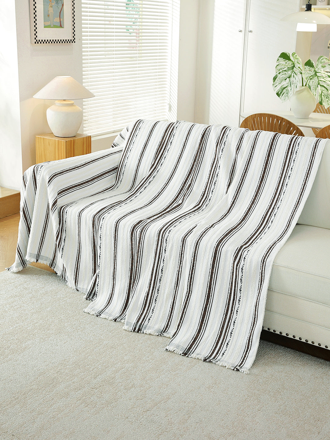 Black & White Stripe throw draped on a sofa