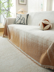 Caramel Ombre premium chenille sofa throw on a 3 seater sofa