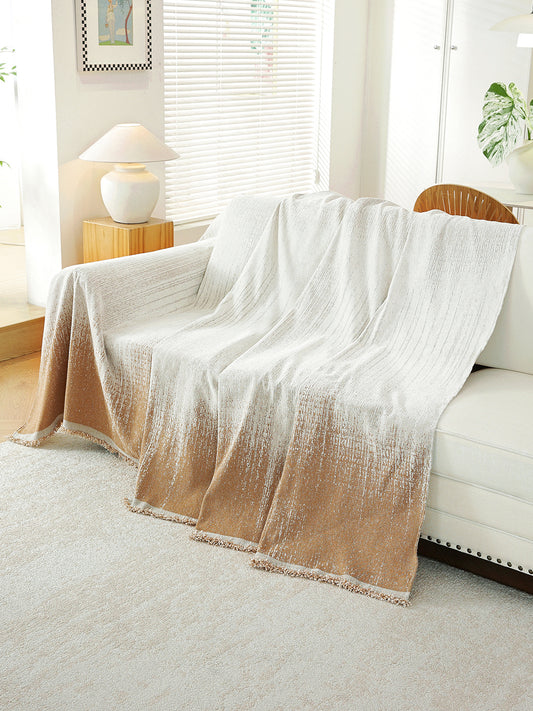 Caramel Ombre throw draped on a sofa
