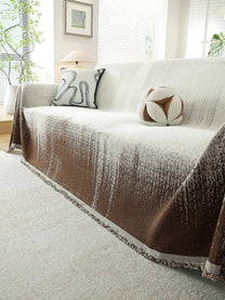 Chocolate Brown Ombre premium chenille sofa throw on a 3 seater sofa