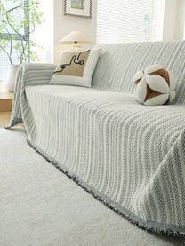 Light Grey Textured premium chenille sofa throw on a 3 seater sofa