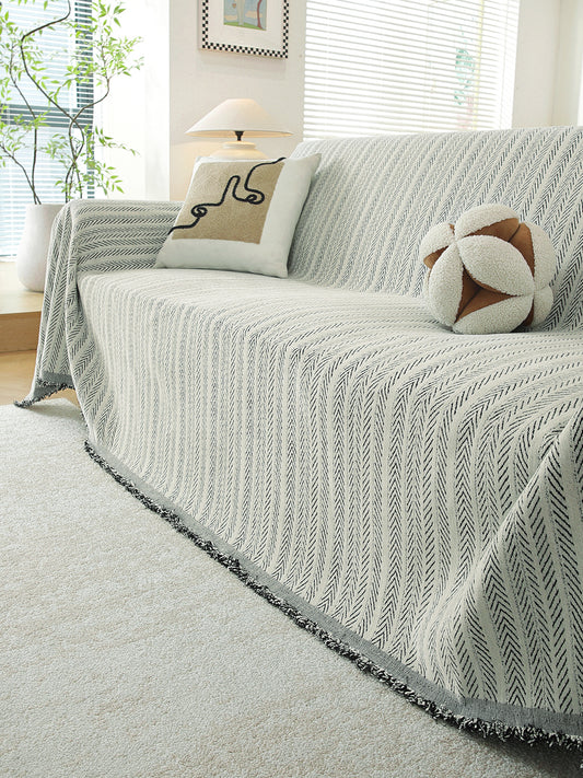 Light Grey Textured premium chenille sofa throw on a 3 seater sofa