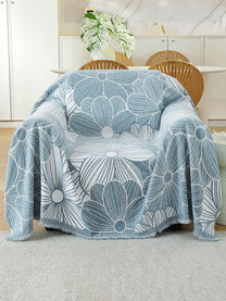 Powder Blue Floral throw on a single seater sofa