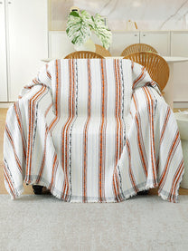 Rust & White Stripe throw on a single seater sofa