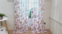 2 Pcs Cream & Pink Sheer Window / Door / Semi Long Door/ Long Door Curtains